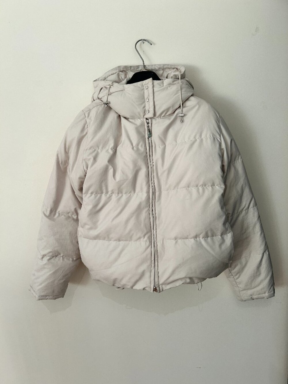 Vintage Courrèges Cream Down Puffer Jacket Hooded Winter Coat IT 40